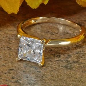 2.85 CT Princess Cut 14K Yellow Gold Ring